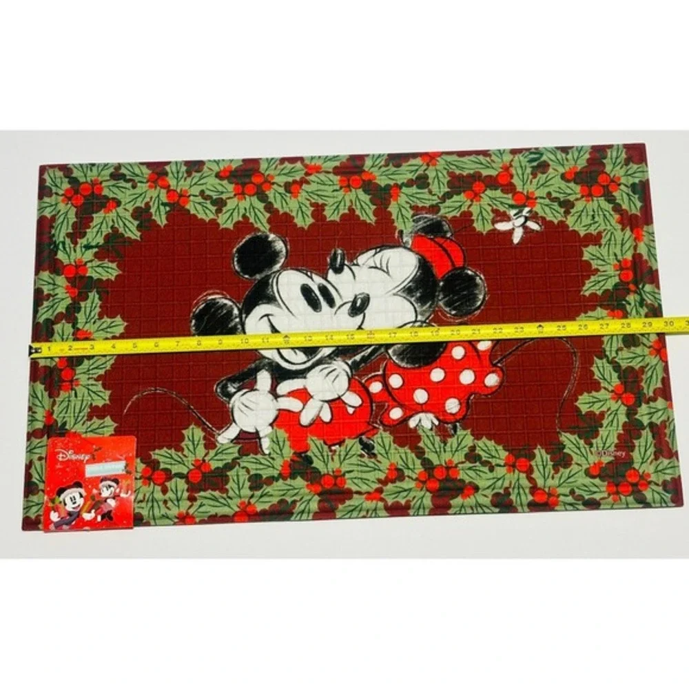 Disney Mickey Minnie Mouse Christmas Holiday Rubber Doormat 18X30